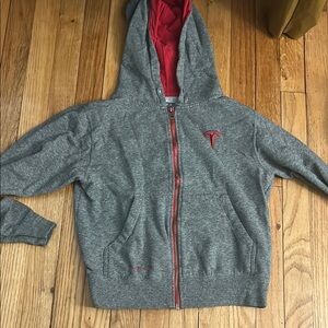 Gray and Red Kids Hoodie